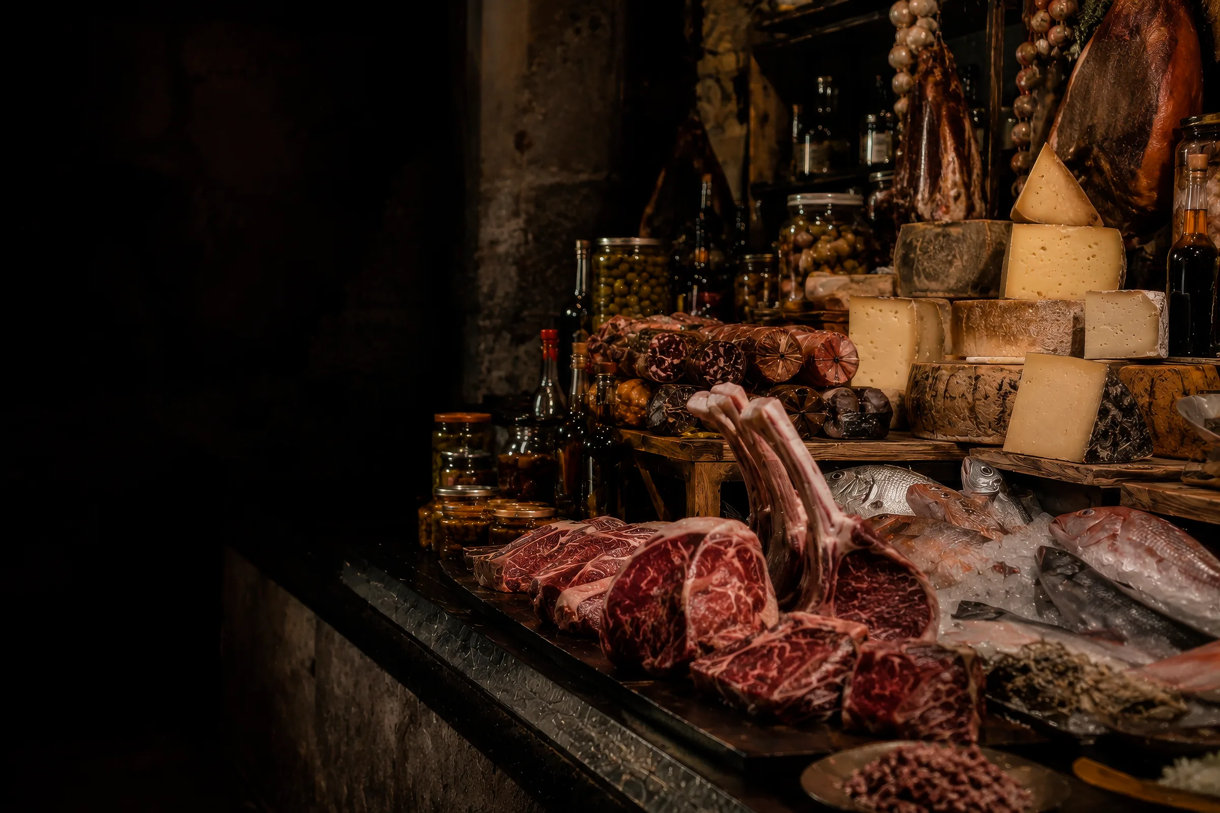Corte de carne premium sobre tabla de madera